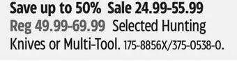 Canadian Tire Huntshield Selected Hunting Knives or Multi-Tool offer