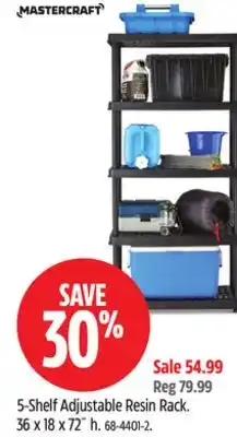Canadian Tire Mastercraft 5-Shelf Adjustable Resin Rack offer