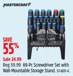 Canadian Tire Mastercraft 69-Pc Screwdriver Set with Wall-Mountable Storage Stand offer