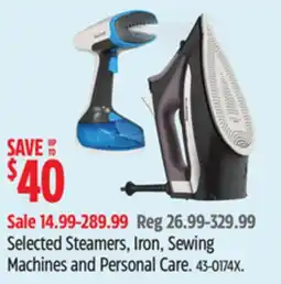 Canadian Tire Selected Steamers, Iron, Sewing Machines and Personal Care offer