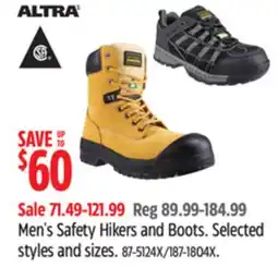 Canadian Tire Altra Men's Safety Hikers and Boots offer