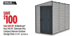 Canadian Tire Duramax Sidemate Plus Compact/Narrow Outdoor Storage Shed, 4 x 8´ offer