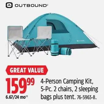 Canadian Tire Outbound 4-Person Camping Kit, 5-Pc offer