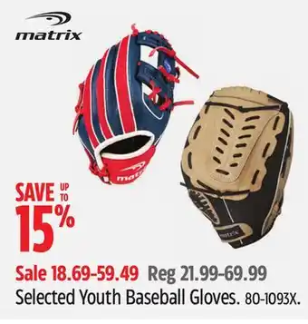 Canadian Tire Matrix Selected Youth Baseball Gloves offer