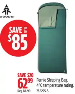 Canadian Tire Fernie Sleeping Bag. 4°C temperature rating offer