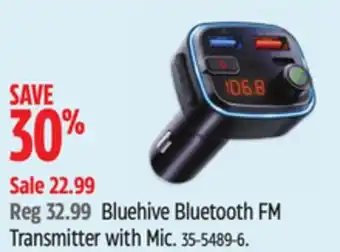 Canadian Tire Bluehive Bluetooth FM Transmitter with Mic offer