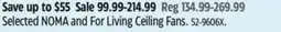 Canadian Tire Selected NOMA and For Living Ceiling Fans offer