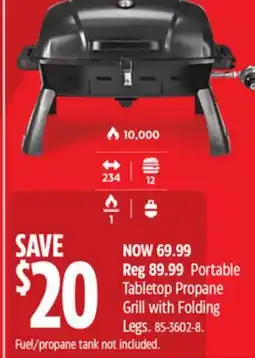 Canadian Tire Master Chef Tabletop Propane Grill with Folding Legs offer