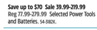 Canadian Tire Mastercraft Selected Power Tools and Batteries offer