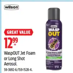 Canadian Tire Wilson WaspOUT Jet Foam or Long Shot Aerosol offer
