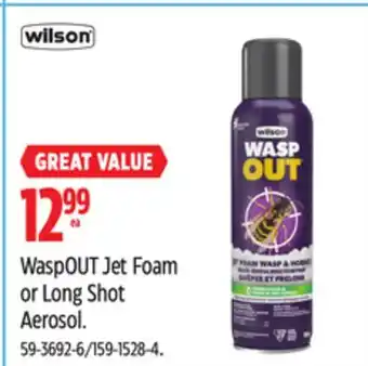 Canadian Tire Wilson WaspOUT Jet Foam or Long Shot Aerosol offer