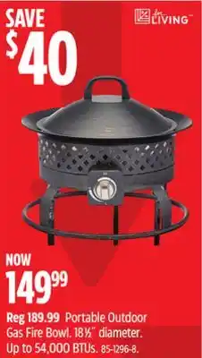 Canadian Tire For Living Portable Outdoor Gas Fire Bowl offer