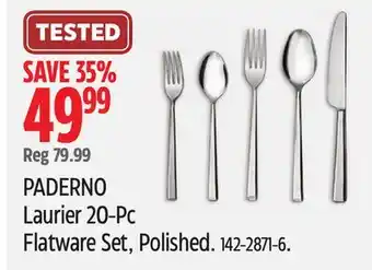Canadian Tire PADERNO Laurier 20-Pc Flatware Set, Polished offer