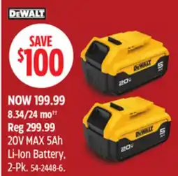 Canadian Tire Dewalt 20V MAX 5Ah Li-Ion Battery, 2-Pk offer