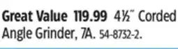 Canadian Tire Dewalt 41⁄2˝ Corded Angle Grinder, 7A offer