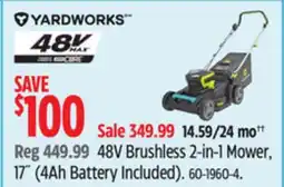 Canadian Tire Yardworks 48V Brushless 2-in-1 Mower offer