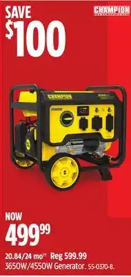 Canadian Tire Champion 3650W/4550W Generator offer