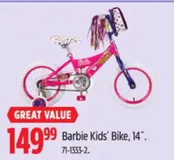 Canadian Tire Barbie Kids' Bike, 14˝ offer