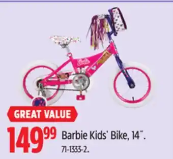 Canadian Tire Barbie Kids' Bike, 14˝ offer
