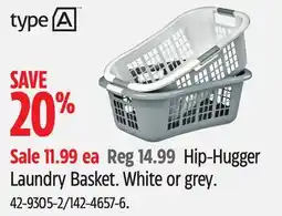 Canadian Tire Hip-Hugger Laundry Basket. White or grey offer