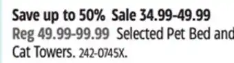 Canadian Tire Selected Pet Bed and Cat Towers offer
