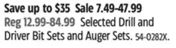 Canadian Tire Selected Drill and Driver Bit Sets and Auger Sets offer