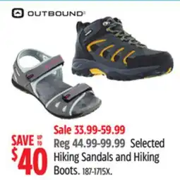 Canadian Tire Outbound Hiking Sandals and Hiking Boots offer