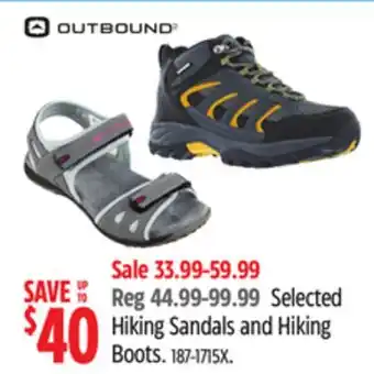Canadian Tire Outbound Hiking Sandals and Hiking Boots offer