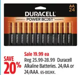 Canadian Tire Duracell Alkaline Batteries offer