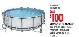 Canadian Tire HydroForce Steel Frame Pool with Ladder and Debris Cover offer
