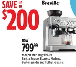 Canadian Tire Breville Barista Express Espresso Machine. Built-in grinder and frother offer