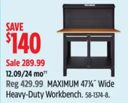 Canadian Tire MAXIMUM 471⁄4˝ Wide Heavy-Duty Workbench offer