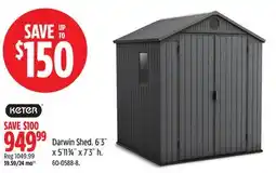 Canadian Tire Keter Darwin Shed. 6´3˝ x 5´113⁄4˝ x 7´3˝ h offer