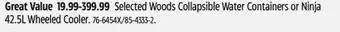 Canadian Tire Selected Woods Collapsible Water Containers or Ninja 42.5L Wheeled Cooler offer