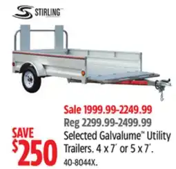 Canadian Tire Stirling Selected Galvalume Utility Trailers offer