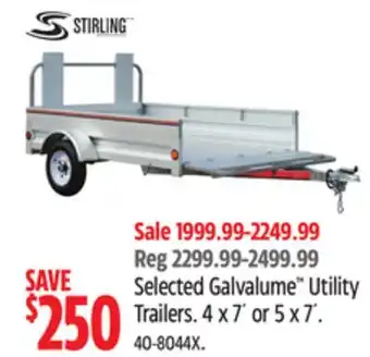 Canadian Tire Stirling Selected Galvalume Utility Trailers offer