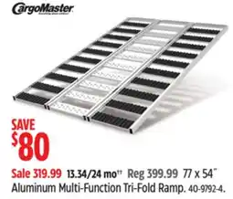 Canadian Tire CargoMaster 77 x 54˝ Aluminum Multi-Function Tri-Fold Ramp offer