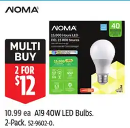 Canadian Tire Noma A19 40W LED Bulbs 2-Pack offer