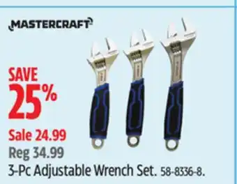 Canadian Tire Mastercraft 3-Pc Adjustable Wrench Set offer
