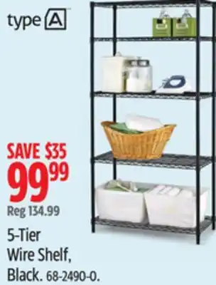 Canadian Tire Type A 5-Tier Wire Shelf, Black offer