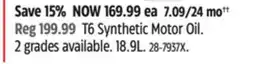Canadian Tire Rotella T6 Synthetic Motor Oil offer