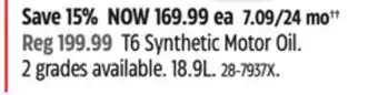 Canadian Tire Rotella T6 Synthetic Motor Oil offer