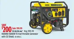 Canadian Tire Champion 4000W/5000W Tri-Fuel Portable Generator with CO Shield offer