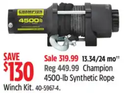 Canadian Tire Champion 4500-lb Synthetic Rope Winch Kit offer