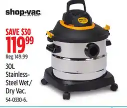 Canadian Tire Shop-Vac 30L Stainless- Steel Wet/ Dry Vac offer