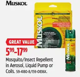 Canadian Tire Muskol Mosquito/Insect Repellent in Aerosol, Liquid Pump or Coils offer