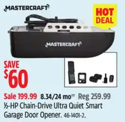 Canadian Tire Mastercraft 1⁄2-HP Chain-Drive Ultra Quiet Smart Garage Door Opener offer