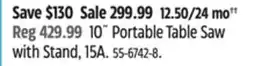 Canadian Tire 10˝ Portable Table Saw with Stand, 15A offer