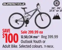 Canadian Tire Supercycle Outlook Youth or Adult Bike offer