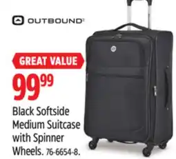 Canadian Tire Outbound Black Softside Medium Suitcase with Spinner Wheels offer